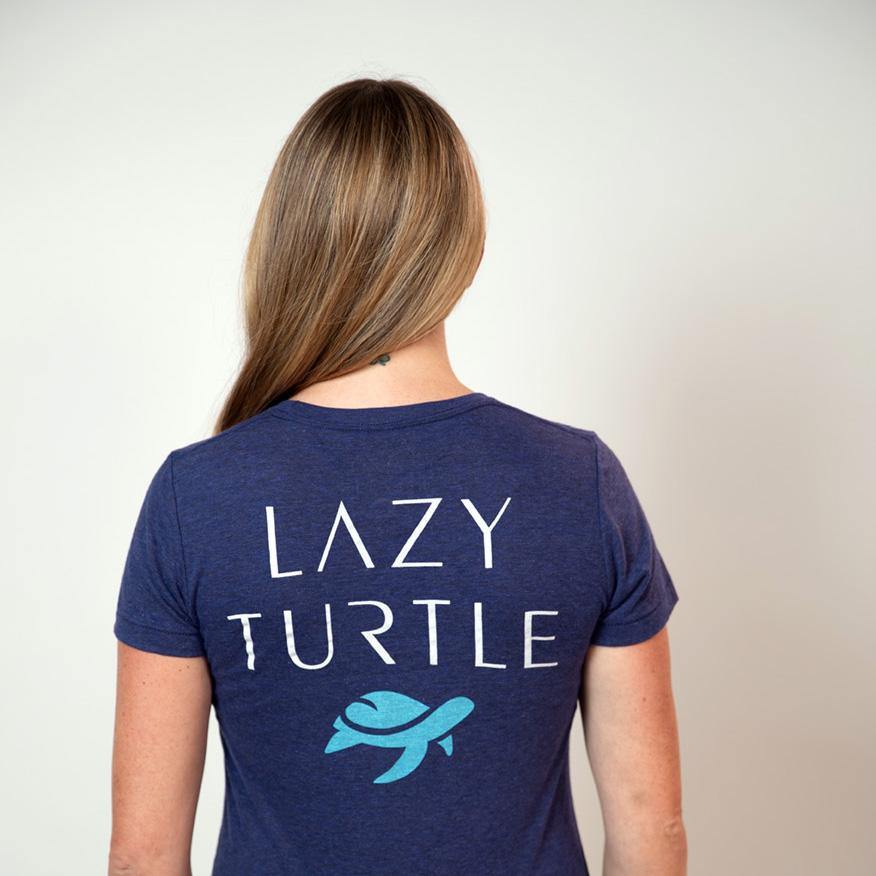 Back view of woman wearing Turtle Tee